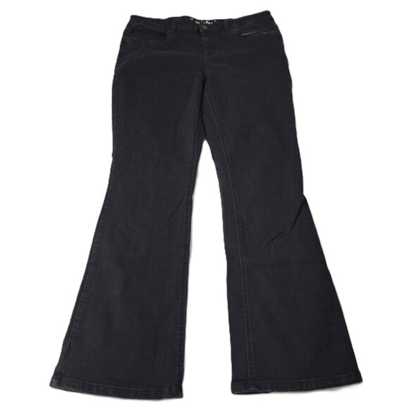 Jeaniologie Womens Bootcut Mid Rise Jeans Size 12 Black Wash Vintage - Picture 2 of 15